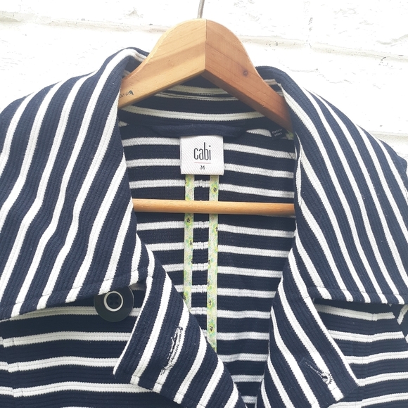 Cabi Maritime Trench Coat Jacket Stripe - Picture 3 of 6